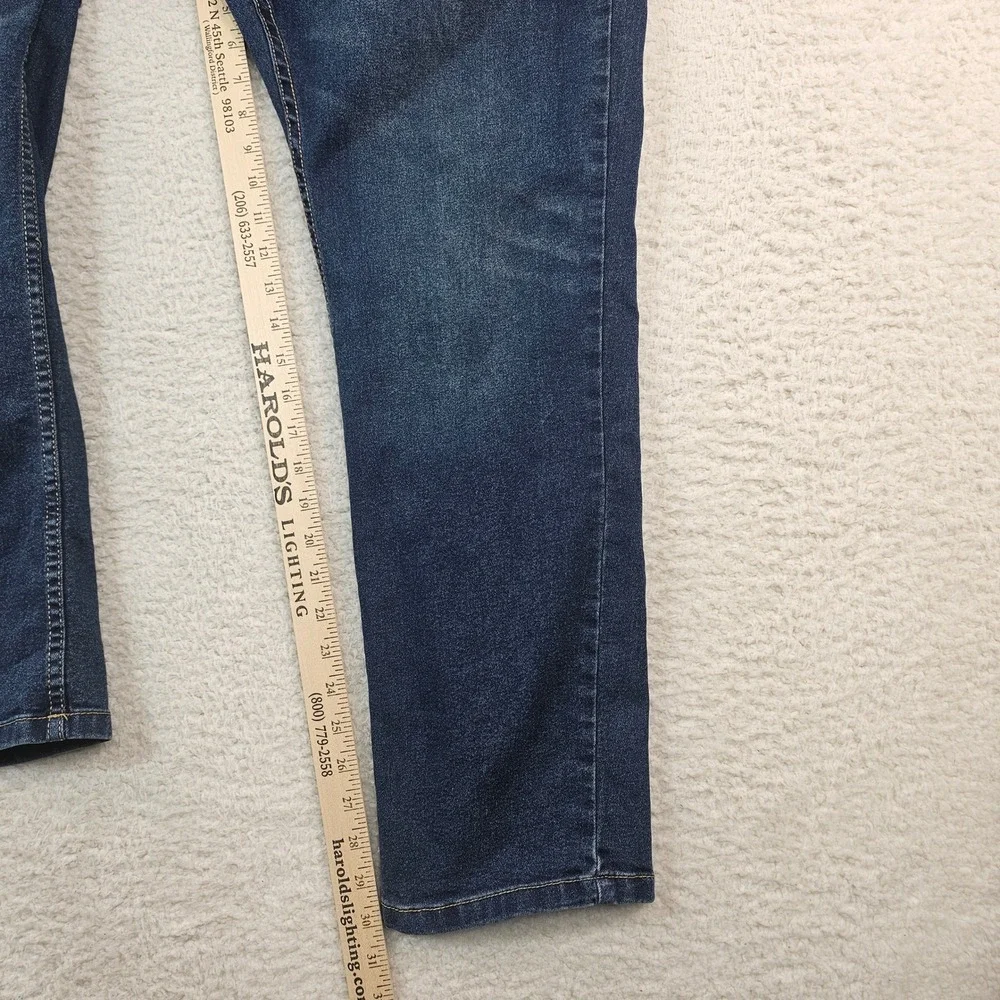 Rugby University Mens Stretch Jeans Dark Wash Straight Leg 44x30 Blue Denim